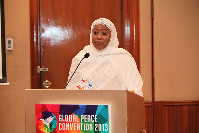 Hajiya Namadi Amina Sambo, Founder of I Care-Women and Youth Initiative and wife of Nigerian Vice President, shares her story of compassion and cooperation at the women's session during GPC 2013.
