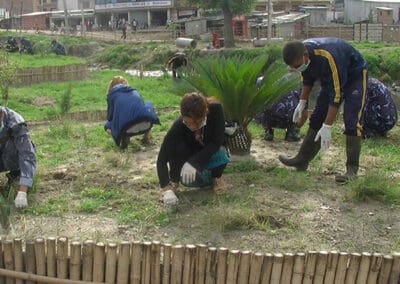 Global Peace Foundation volunteers clean the Bagmati River.