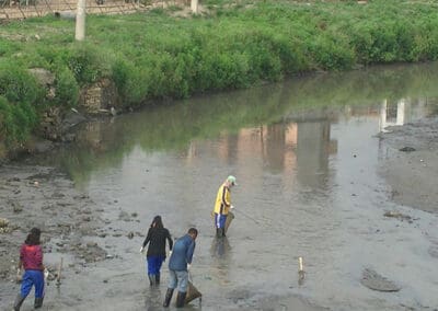 Global Peace Foundation volunteers clean the Bagmati River.