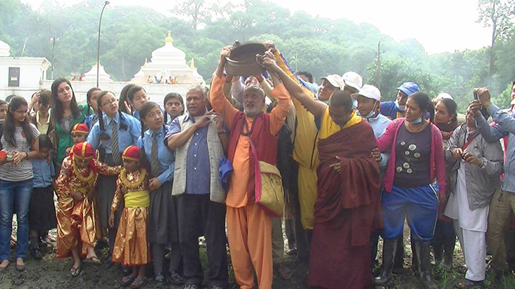 Rev. Damodar Gautam at Bagmati River Festival inauguration.