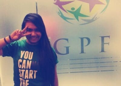 Global Peace Foundation volunteer excited to help children receive better education.