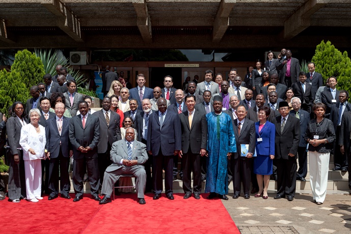 Sir Mancham with leaders from African and the world at GPC 2010