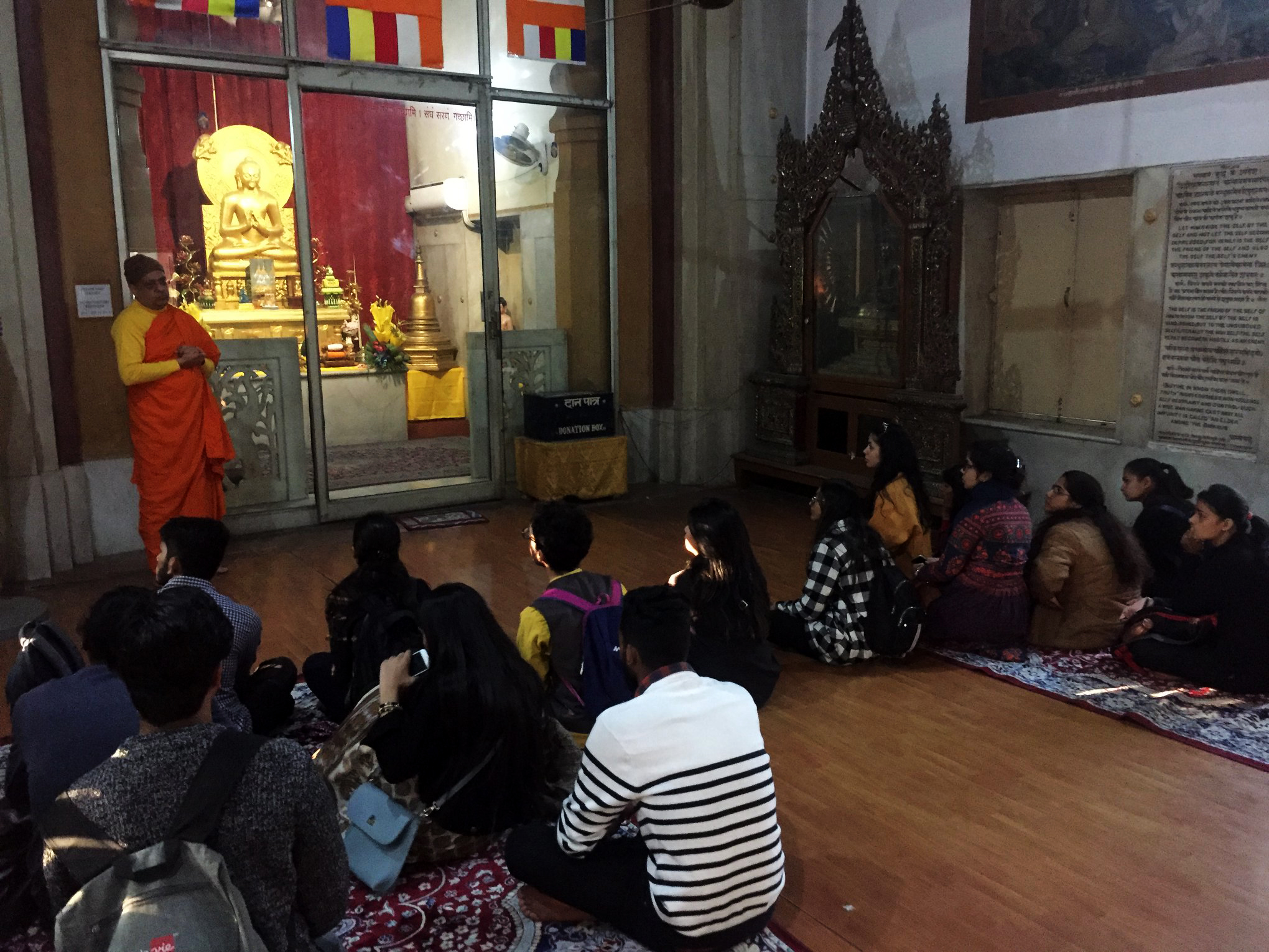 Participants visiting a Buddhist temple