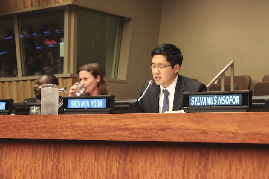 Captain Shinwon Moon speaking at the Global Youth Summit at the United Nations