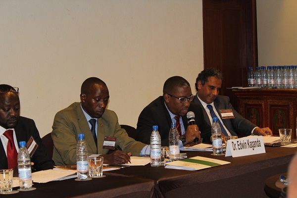 Dr.Edwin Kaganda speaks at business roundtable at Global Peace conference.