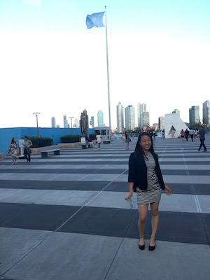 Teresa Wang outside the United Nations during IYLA 2016
