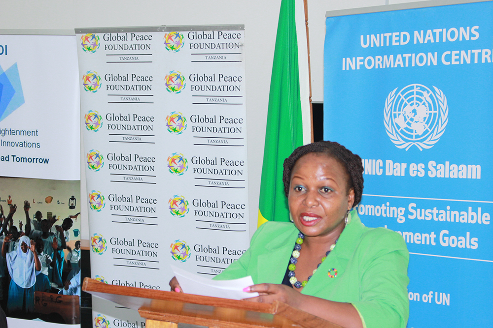 The head information officer of the United Nations, Ms. Stella Vuzo presenting her opening remark before the dialogue session