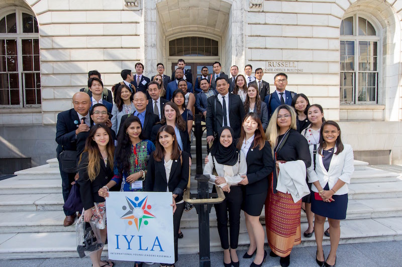 IYLA delegates stand in front of Woodrow Wilson Center