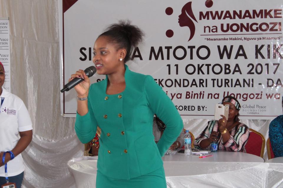 Actress, CEO and entrepreneur Jakate Mwegelo speaks at Tanzania women's leadership summit