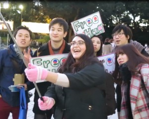 Free hugs campaign in action in Korea.