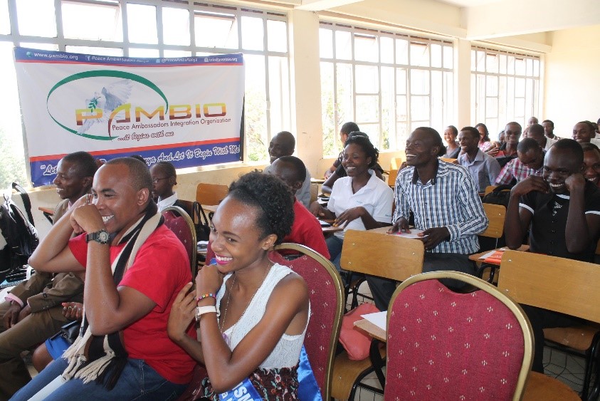 The youth during the presentations from the Panelists at the Campus Peace Forum
