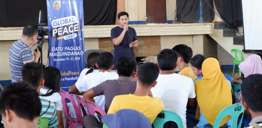 Yussef Paglas speaks at the first Global Peace Camp in the Philippines