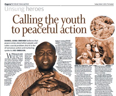 Global Peace Foundation Kenya Director Daniel Juma Omondi featured in Sunday Standard