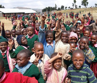 Children from Kikuyu, Kisii and Kalenjin tribes at the new GPF-supported school in Melo.