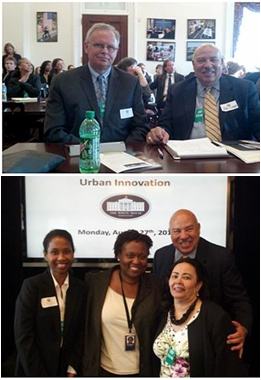 Top: Dr. Tony Devine and Mr Alan Inman at the White House forum; Below: GPF Urban Initiatives representatives from Atlanta.