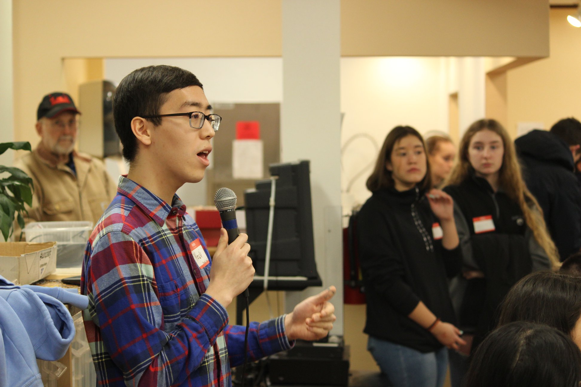 GPF representative Yoshi Goto addresses over a hundred volunteers during the 2020 MLK Day of Service