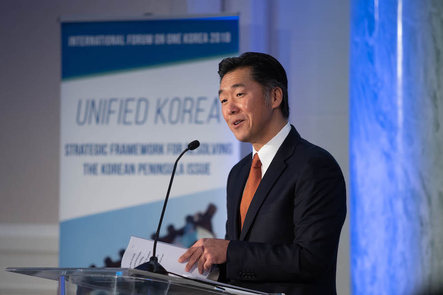 Dr. Hyun Jin P. Moon provides keynote address at the International Forum on One Korea in Washington D.C.