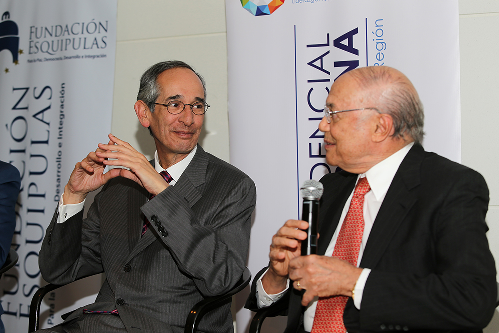Alvara Colom, former President of Guatemala (left) with Nicolas Ardito Barletta, former President of Panama