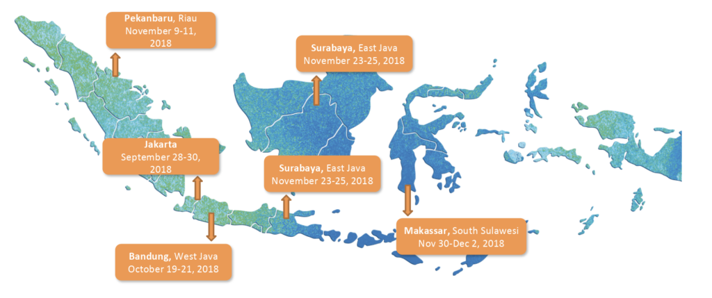Map of Millennials Peace Festivals around Indonesia 