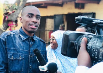 Tanzania artist, Kala Jeremiah, was briefly interviewed by the media about the Sabasaba market clean-up activity