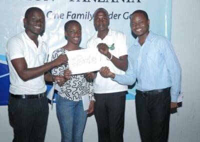 Tanzanian Youth Pose with International Day of Peace's Hashtag #PeaceDay