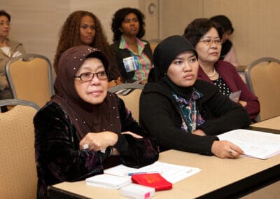 During the Global Peace Convention, Global Peace Women hosted a networking luncheon where women from across the globe, Kenya, the Unites States, Indonesia, exchanged stories and best practices with each other.