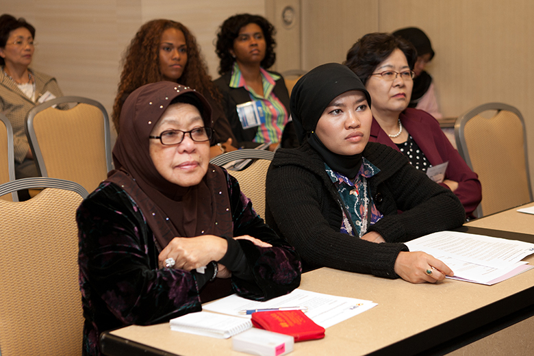During the Global Peace Convention, Global Peace Women hosted a networking luncheon where women from across the globe, Kenya, the Unites States, Indonesia, exchanged stories and best practices with each other.