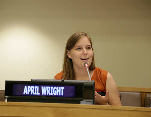 April Wright at United Nations at IYLA 2014.