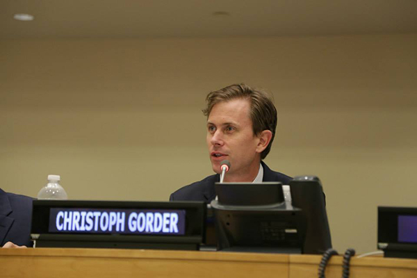 Christoph Gorder at United Nations during IYLA 2014.