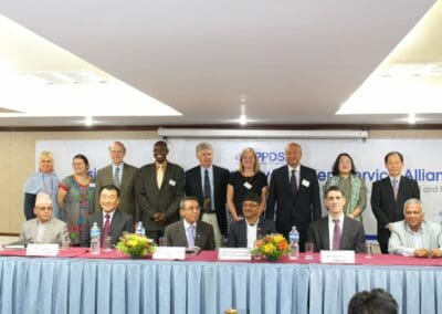 Mr. Thomas Field, President of the Global Peace Foundation Latin America, and son work together to coordinate volunteers during the Reforestation Campaign in Asuncion, Paraguay.
