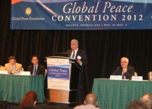 Panelists share their views at the Global Peace Business Forum prior to the Global Peace Convention 2012 Atlanta, United States.