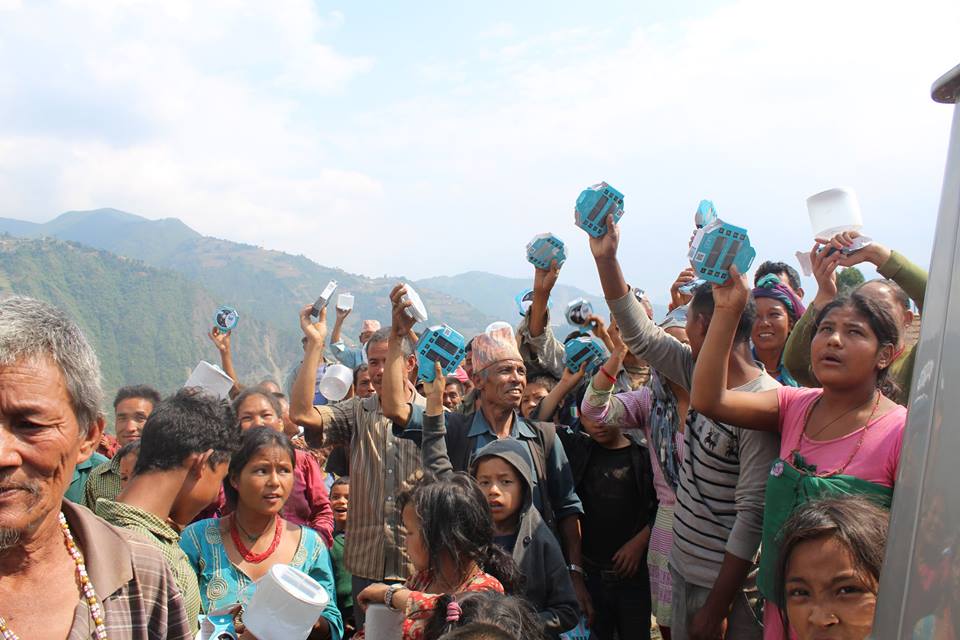 Global Peace Foundation distributes solar lamps to Chhaimale Village.
