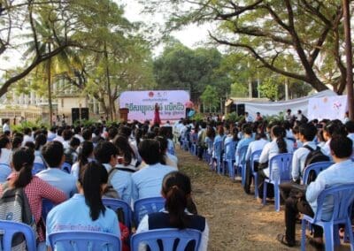 H.E. Hun Many, Parliament member of Kampong Speu province and President of the Union of Youth Federation of Cambodia, Chealy Chet, President of Royal University of Phnom Penh and Mr. Jinsoo Kim, Regional President of Global Peace Foundation Asia Pacific, gave opening remarks for the 6th Annual Fundraiser of Royal University of Phnom Penh.