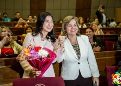 Dr. Soon ok Kang with National Senator of Paraguay Lilian Samaniego, Living for the Sake of others awards, Paraguay, Global Peace Foundation