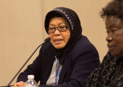 Dr. Tan Sri Zaleha Ismail, Chairman of Global Peace Festival Malaysia takes questions from the audience.