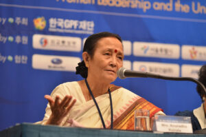 Director of Maiti Nepal and 2010 CNN Hero, Mrs. Anuradha Koirala speaks during the special women’s session on the need for women to stand up to injustice and to secure a better world for the next generation.