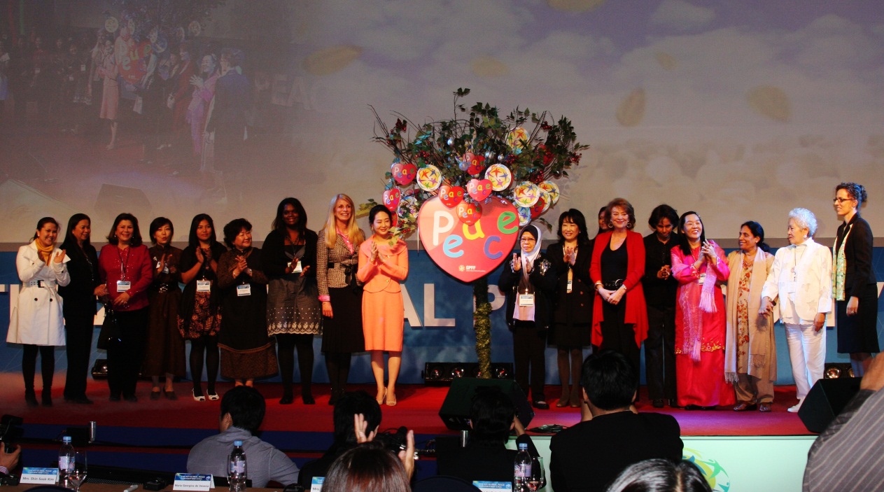 International women leaders place their common prayers for peace together at the official inauguration of Global Peace Women.