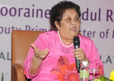 Tan Sri Datuk Dr. Rafia Salim, President for Muslim Women’s Action Society (PERTIWI), speaks at the GPW Launch and Forum in Malaysia.