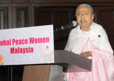 Mother Mangalam addresses the Global Peace Women Inaugural Launch and Forum in Malaysia.