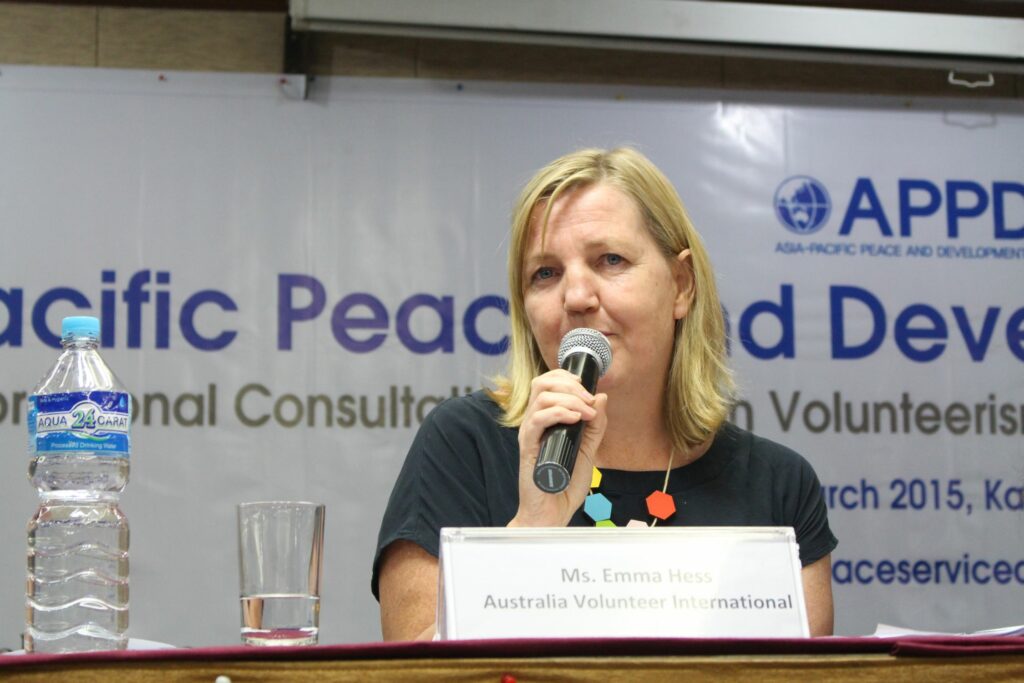 Emma Hess, Australian Volunteers International, at APPDSA event
