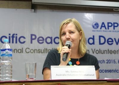 Emma Hess, Australian Volunteers International, at APPDSA event