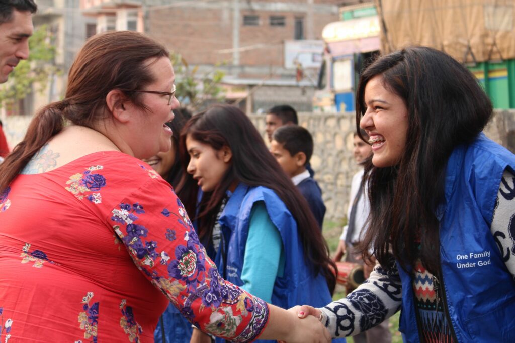 Greeting Global Peace Volunteers at Bagmati River