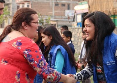 Greeting Global Peace Volunteers at Bagmati River