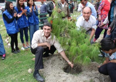 Marco Roncarati, plants a tree at Bagmati River