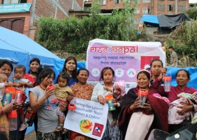 Global Peace Foundation distribute solar lamps to women and children in Bhaktapur.