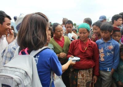 Global Peace Foundation distributes solar lamps in Chhaimale Village.