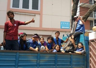 Global Peace Foundation volunteers help build transitional housing in Nepal.