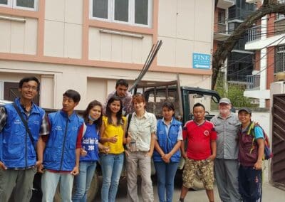 Global Peace Foundation volunteers and BYOND build transitional shelters in Nepal.