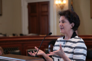 Fawzia Abass Etmadi, VP of Muslim Women’s Association, speaks on Capitol Hill.