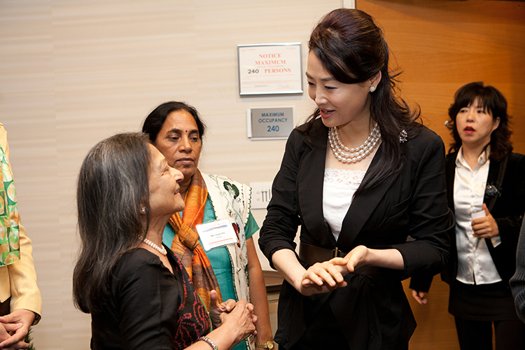 Mrs. Aruna Chandaria with Dr. Jun Sook Moon at the Global Peace Women Luncheon in Atlanta 2012.